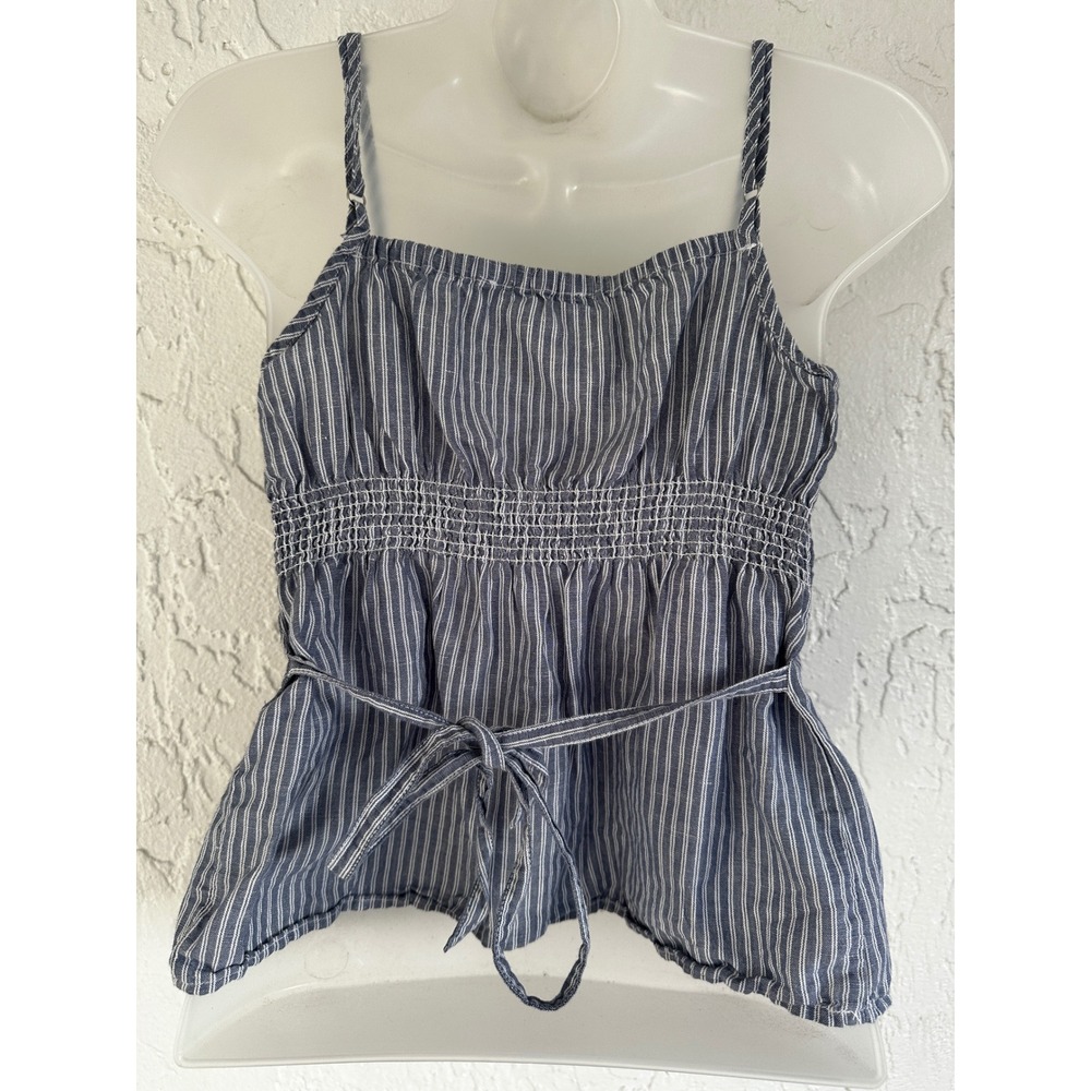 Brandy Melville Y2K Striped Linen Blend Babydoll Camisole Top Smocked OS - Picture 2 of 5